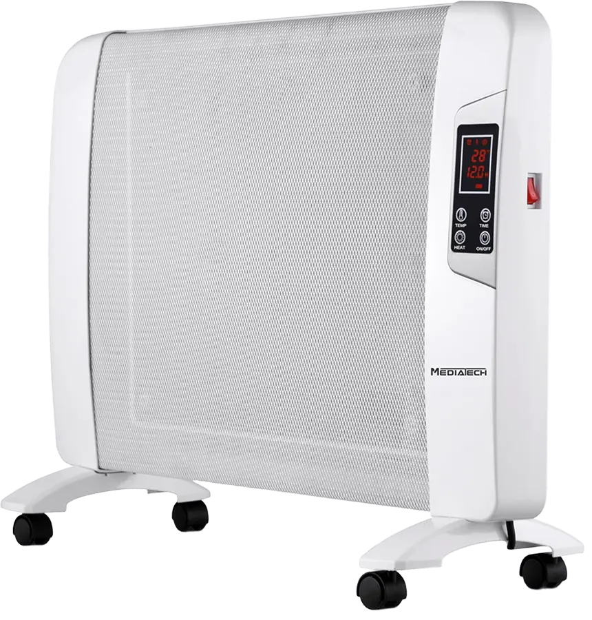MediaTek Mica Ceramic Fan Heater, 2000 Watts, Digital Display, White, MT-CH200