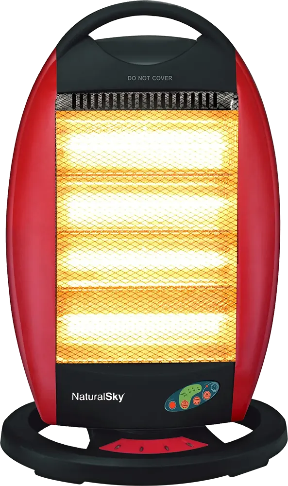 دفاية كهربائية هالوجين ناشيونال سكاي، 4 شمعة، 1600 وات، ريموت كنترول، لون أسود × أحمر، موديل AS-16R