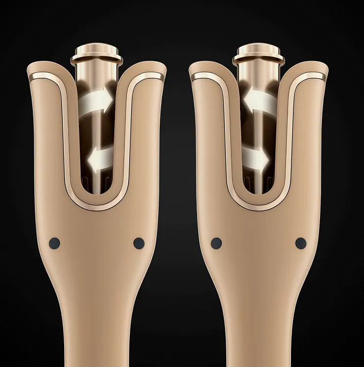 مكواة الشعر الكيرلي راش براش U1 PLUS ، تمويج اوتوماتيكي، تقنية أيونات سالبة، 4 درجات حرارة، بيج