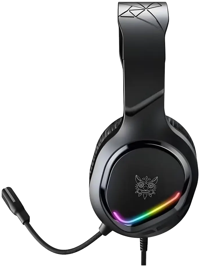 Onikuma Wired Gaming Headset, Surround Sound, RGB Lighting, Noise-Canceling Microphone, Black, X31