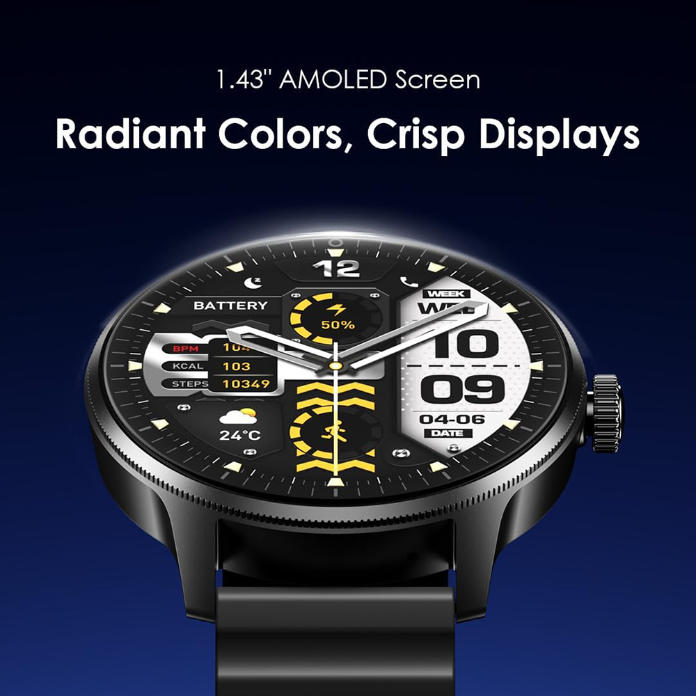 Oraimo 5R Pro Smartwatch, 1.4-Inch AMOLED Display, Supports Calls, Water Resistant, Black, OSW-830