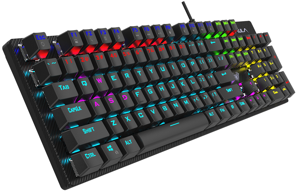 Aula Gaming Mechanical Keyboard with Blue Switches, RGB Lighting, USB Wired, Full Size, Black, S2022