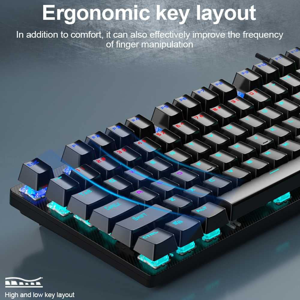 Aula Gaming Mechanical Keyboard with Blue Switches, RGB Lighting, USB Wired, Full Size, Black, S2022