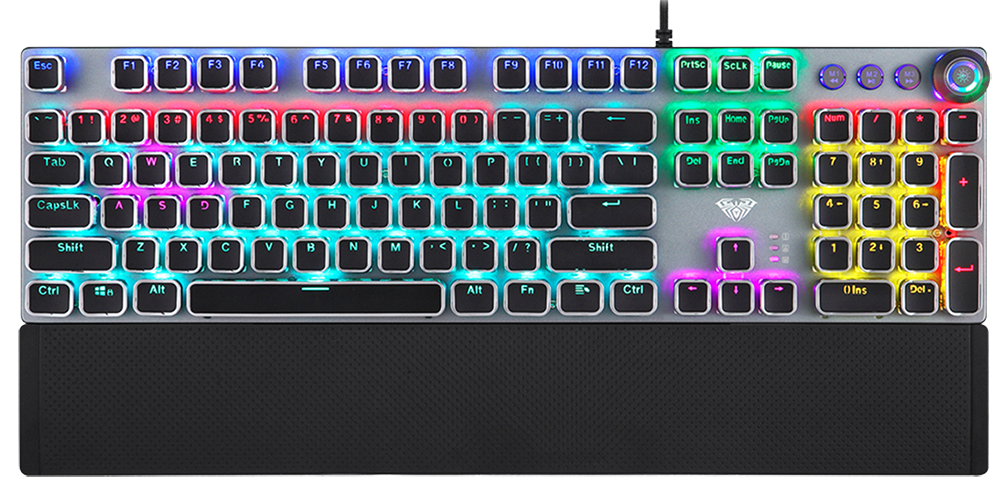 Aula Gaming Mechanical Keyboard, Green Switches, RGB Lighting, Fully Programmable, Black, F2088