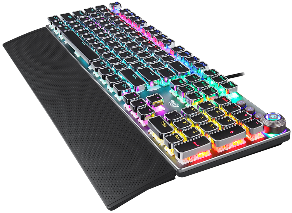 Aula Gaming Mechanical Keyboard, Green Switches, RGB Lighting, Fully Programmable, Black, F2088