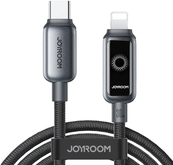 Joyroom Fast Charging and Data Transfer Cable with Auto Shut-Off, 30W, 1.2m, Type-C to Lightning, Black, S-A55