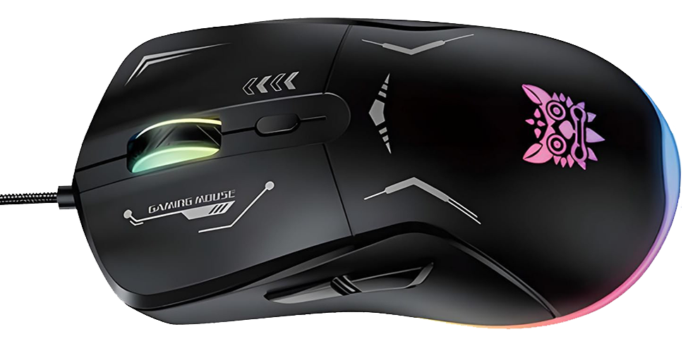 Onikuma Wired Gaming Mouse, 4800 DPI, 6 Buttons, RGB Lighting, Black, CW917
