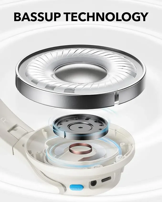 سماعة رأس لاسلكية انكر ساوندكور Q11I ،  بلوتوث 5.3 ، 5 فولت ، المدي 14 متر ، ميكروفون للمكالمات ، أبيض ، A3005H21