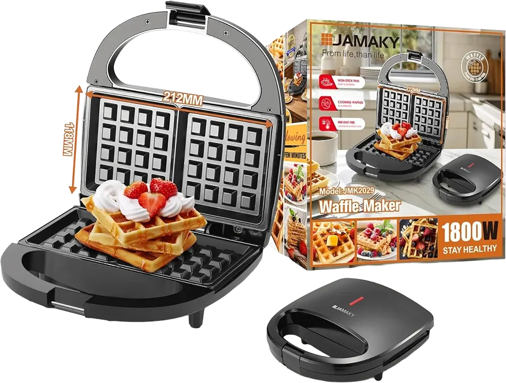 ماكينة صنع الوافل جاماكي، 1800 وات، أسود، JMK2029