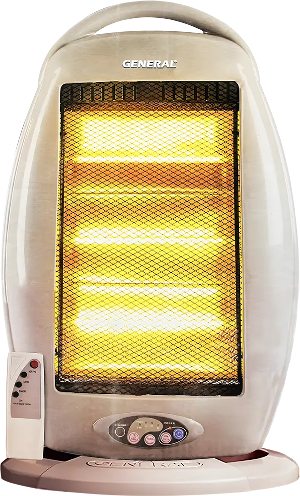 دفاية كهربائية هالوجين جنرال، 3 شمعة، 1200 وات، ريموت كنترول، رمادي، موديل GE-H102-3R