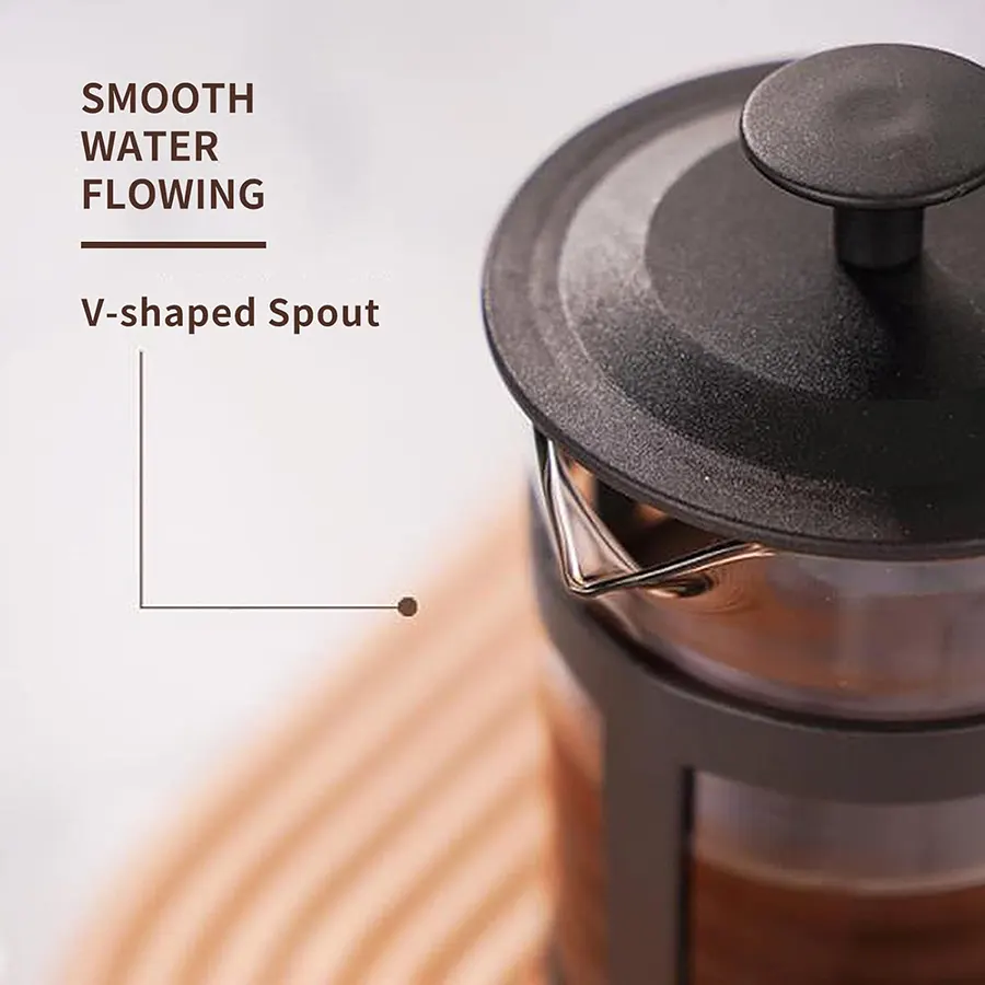 مكبس قهوه فرنسي ، 350 مللي ، زجاج شفاف ، 19