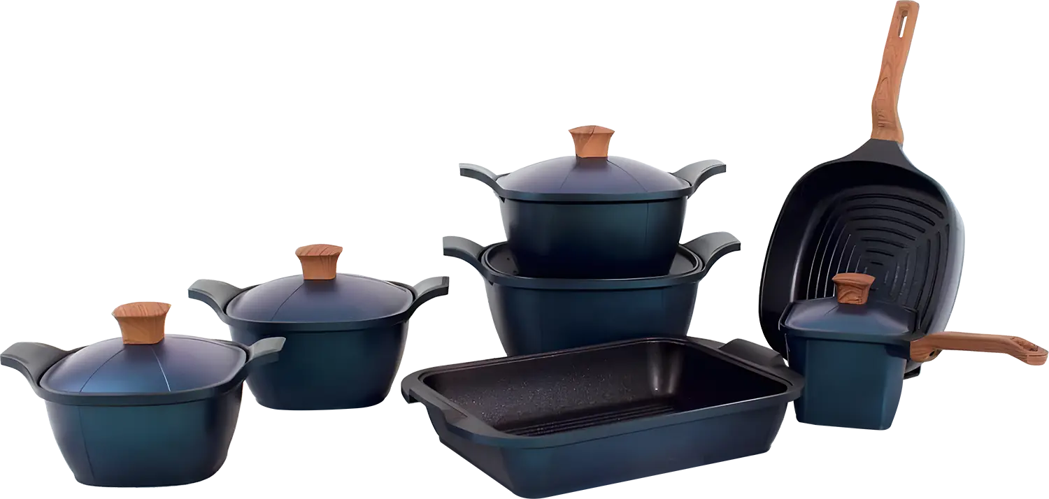 طقم حلل جرانيت الأندلس ماتريكس، 12 قطعة، أزرق متقلب