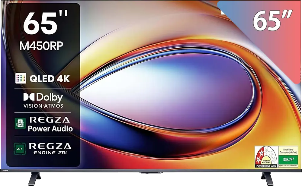 شاشة سمارت توشيبا، 65 بوصة، دقة 4K، من نوع QLED، ريسيفر داخلى، 65M450RP
