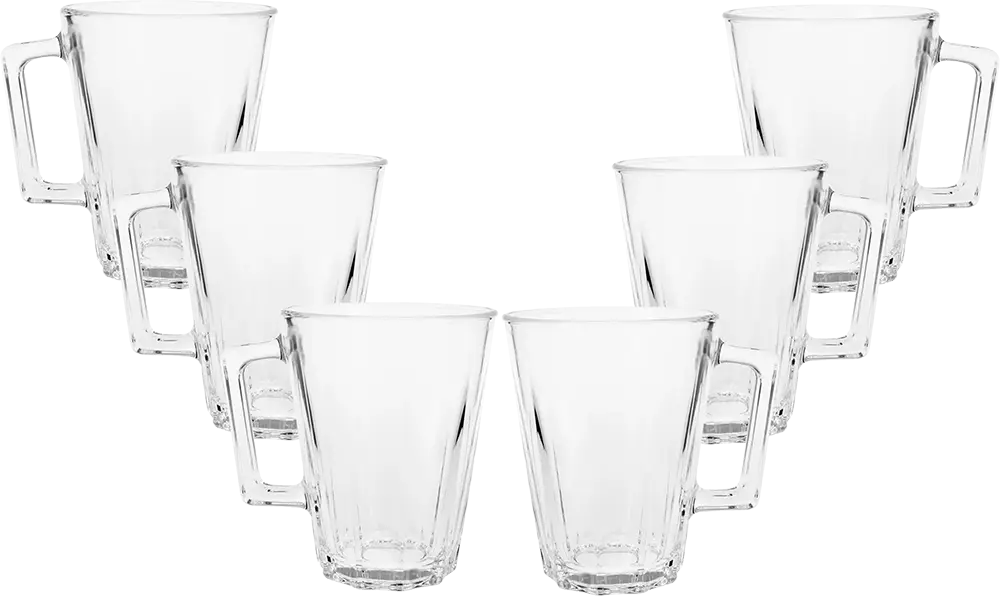 Luminarc Lacene Glass Mug Set, 6 Pieces, 250ml Capacity, transparentColor