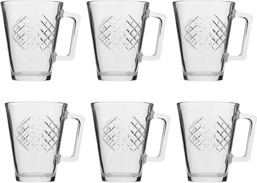 طقم مجات زجاج لومينارك كاريل، 6 قطع، سعة 250 ملي، لون شفاف