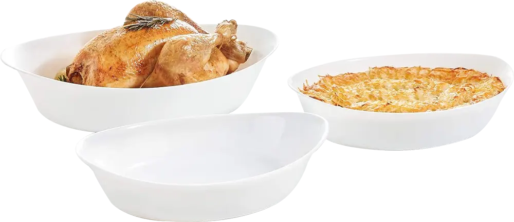 Luminarc Carine Oval Arcopal Casserole Set , 3 Pieces , White , Model 0691
