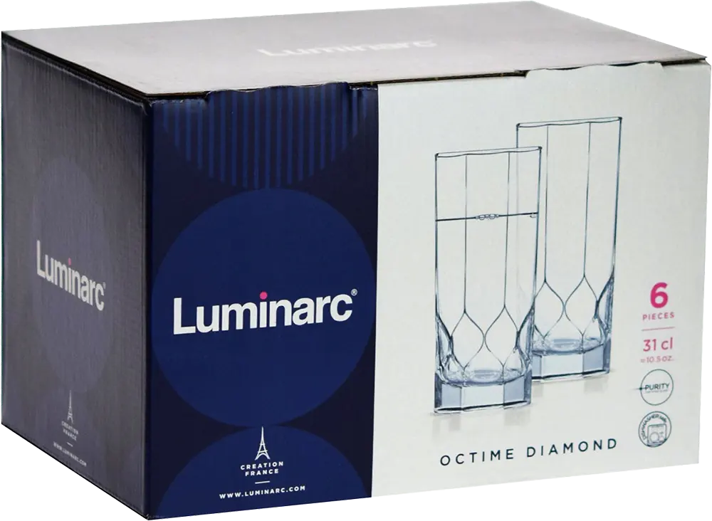طقم شربات اوكتيم دايموند لومينارك ، مكون من 6 شوب ، شفاف