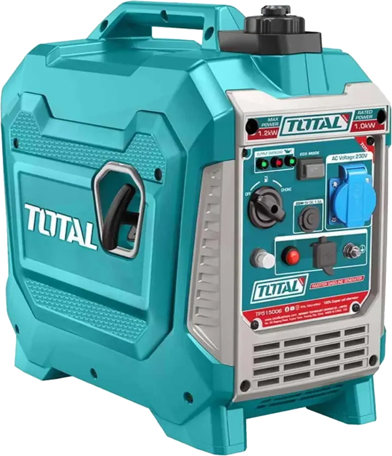مولد توتال تولز ، 1.2 كيلو ، انفرتر صامت ، مخرج 12 فولت ، 2 مخرج Usb ، اوفر لود ، انذار زيت ، 15006