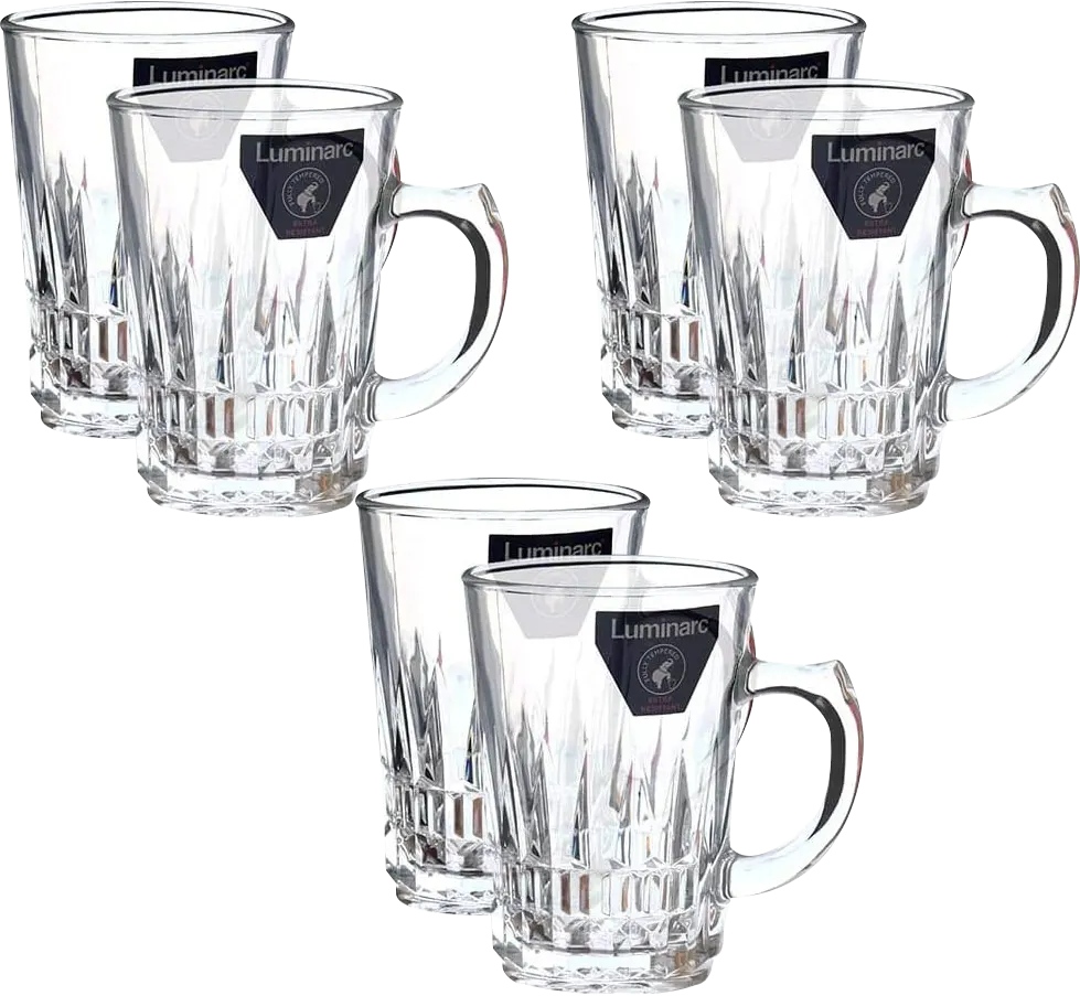 طقم مجات زجاج لومينارك امبراطور ، 6 قطع، سعة 230 ملي، لون شفاف، CL23