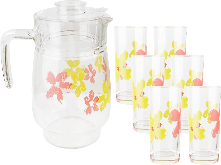 طقم شربات لومينارك ميلودين ، مكون من 7 قطع ، دورق + 6 شوب ، شفاف، 5672