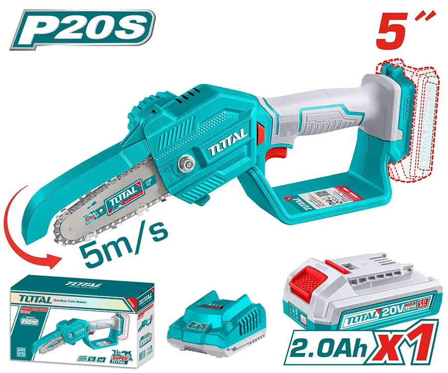 منشار شجر توتال تولز ، 5 بوصة ، مع بطارية 2 امبير ، وشاحن ، TGSLI20581