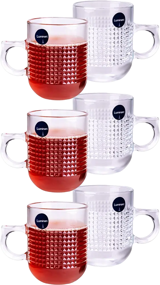 طقم مجات زجاج لومينارك ديفا، 6 قطع، سعة 250 ملي، لون شفاف