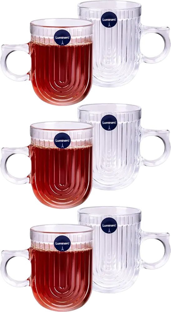 طقم مجات زجاج لومينارك باليز ، 6 قطع، سعة 250 ملي، لون شفاف