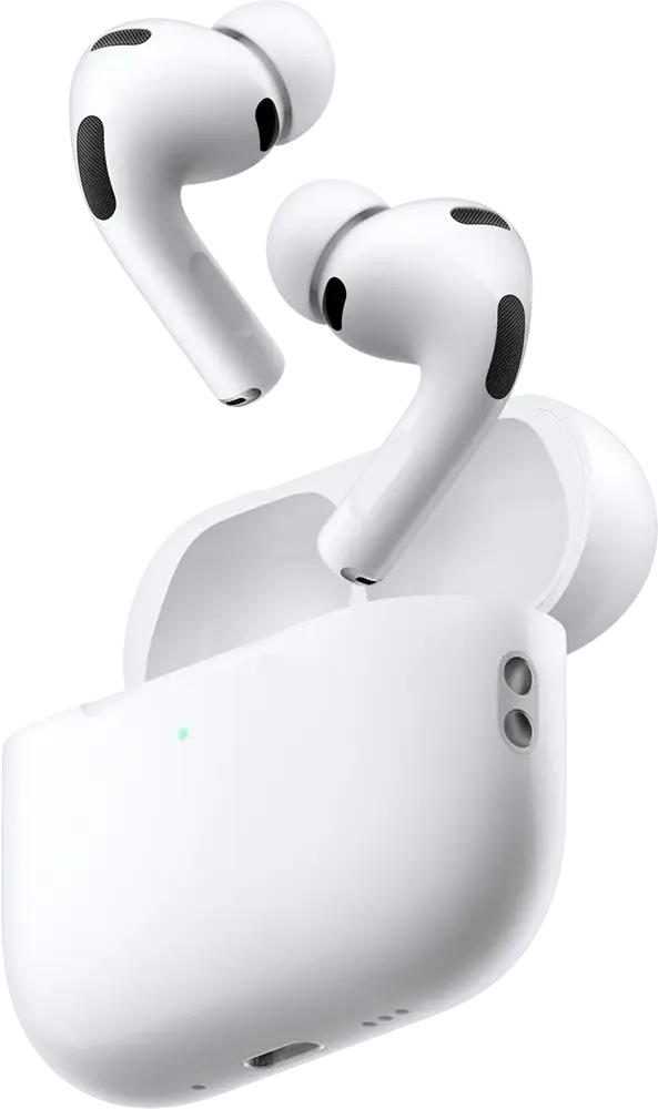 سماعة أذن لاسلكية أبل ايربودز برو 3، بلوتوث 5.3، الغاء ضوضاء نشط، وقت تشغيل يصل الى 24 ساعة، تحكم باللمس، أبيض