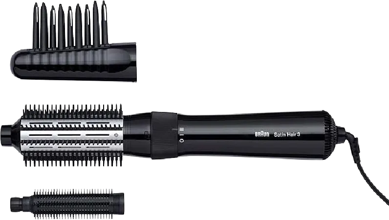 Braun Silk-épil Satin Hair 3 Styling Brush, 400W, Ceramic Coated Barrel, 2 Heat Settings, Black, AS-330E
