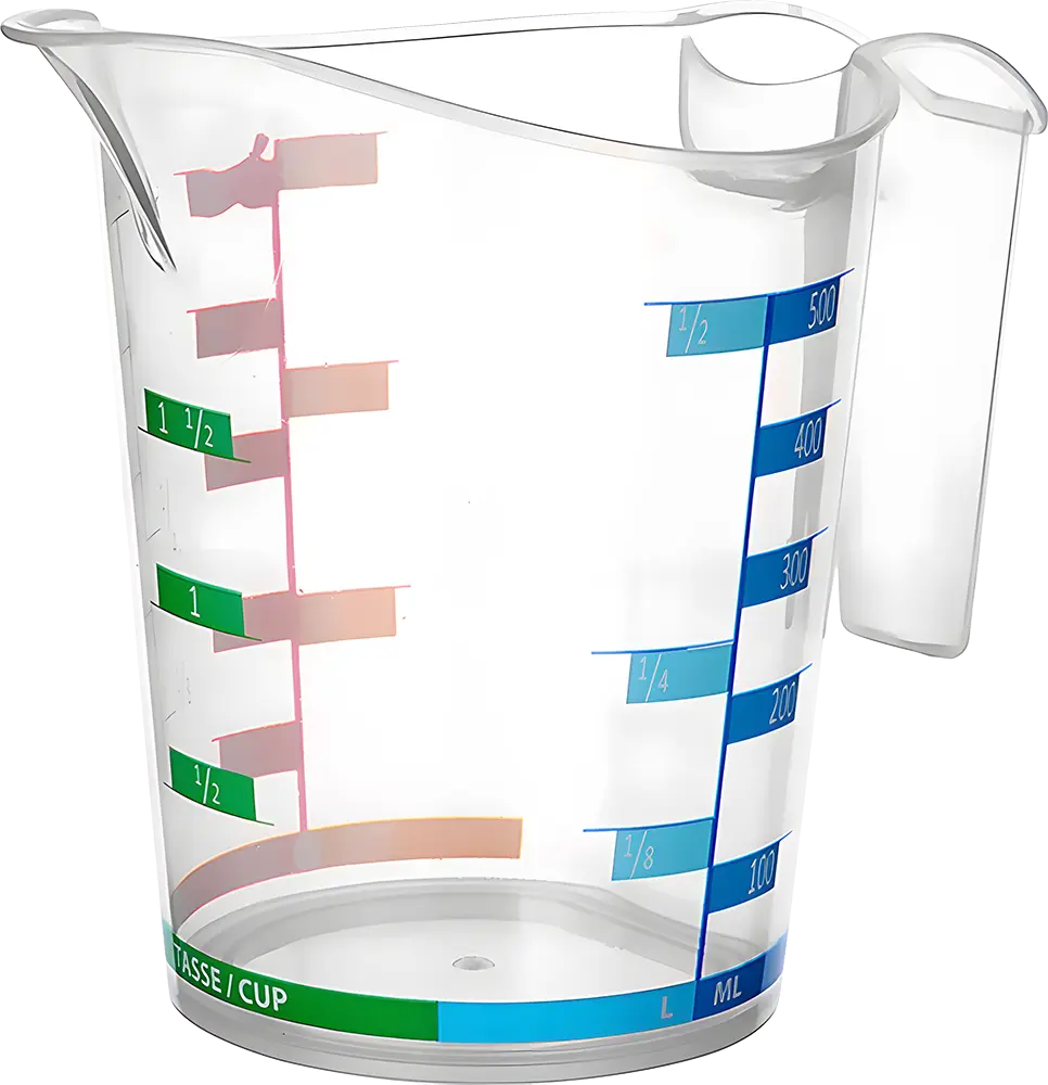 دورق بلاستيك معياري مدرج من تيتيز ،500 مل، شفاف بألوان، AP‑9059