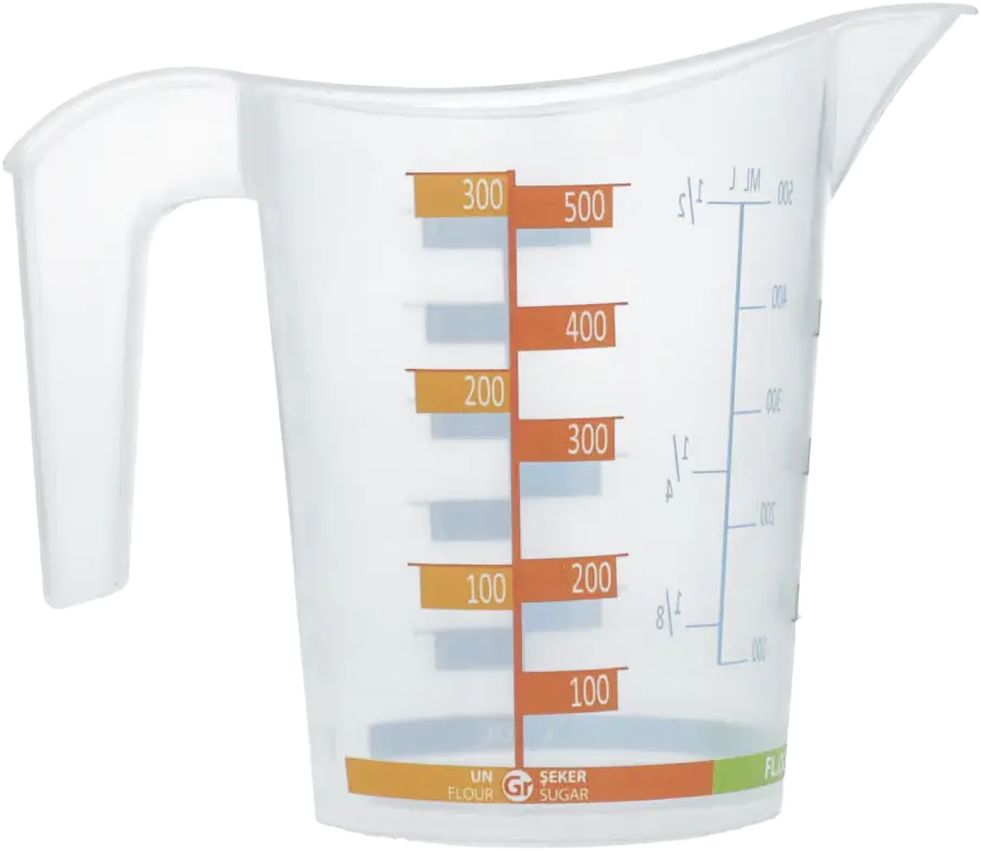 دورق بلاستيك معياري مدرج من تيتيز ،500 مل، شفاف بألوان، AP‑9059