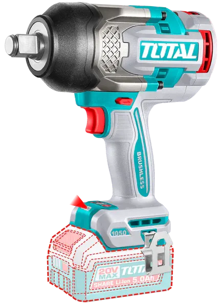 Total Tools Cordless Drill, 20V, 3-4 inch, 1050 Nm, with 2 x 5Ah Batteries and Charger, TIWLI20105