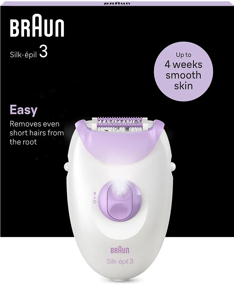Braun Silk-épil 3 Epilator, Smartlight, 20 MicroGrip Tweezers, White, SE3-000