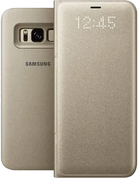 جراب سامسونج S8 كلير فيو، بلاستيك، بيج