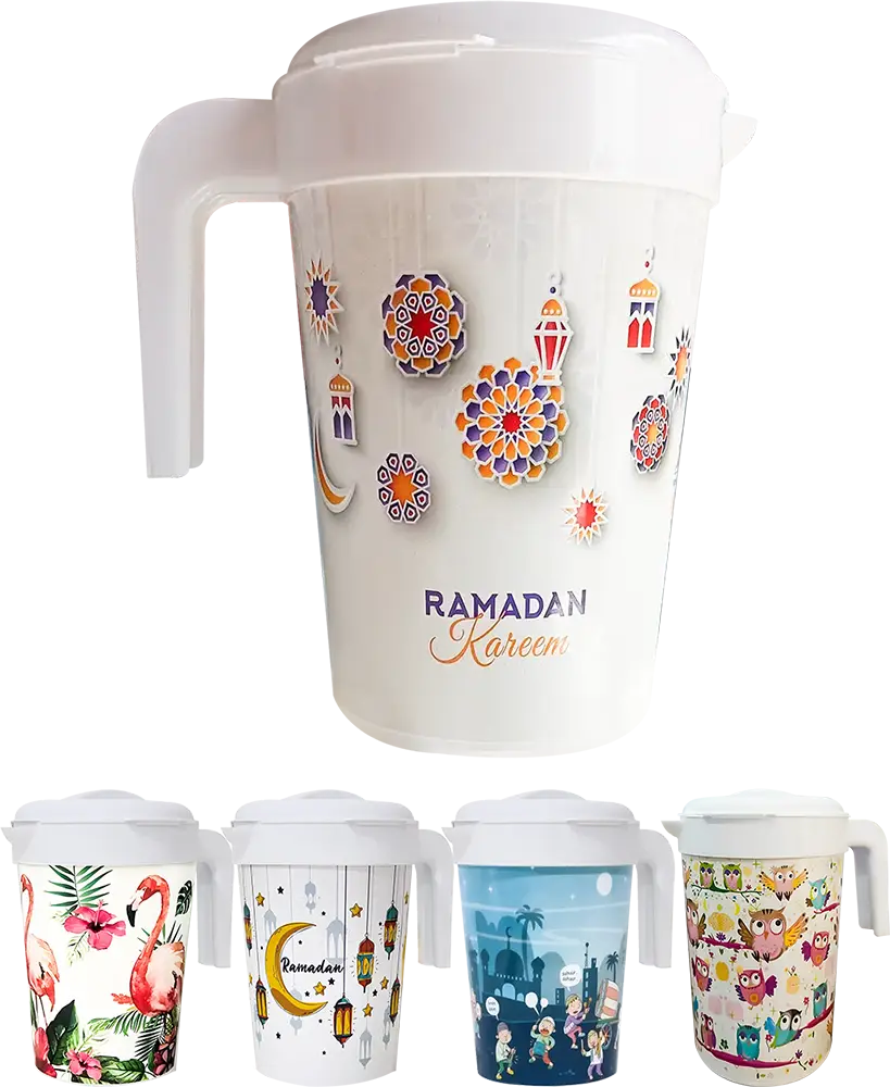 El watania Max Plastic Jug, 1.5 Liter Capacity, Multiple Colors And Designs