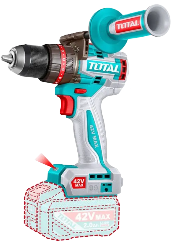 شنيور بطارية توتال تولز ، 42 فولت ، 99 نيوتن ، مع بطارية 2 أمبير ، وشاحن ، TIDLI429982