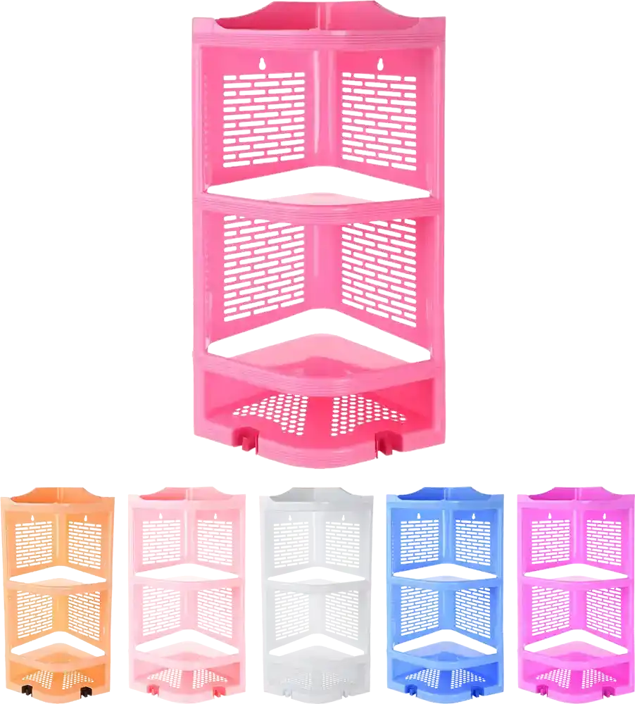 El watania Nora 3 Plastic Bathroom Corner, 3 Shelves, Multiple Colors
