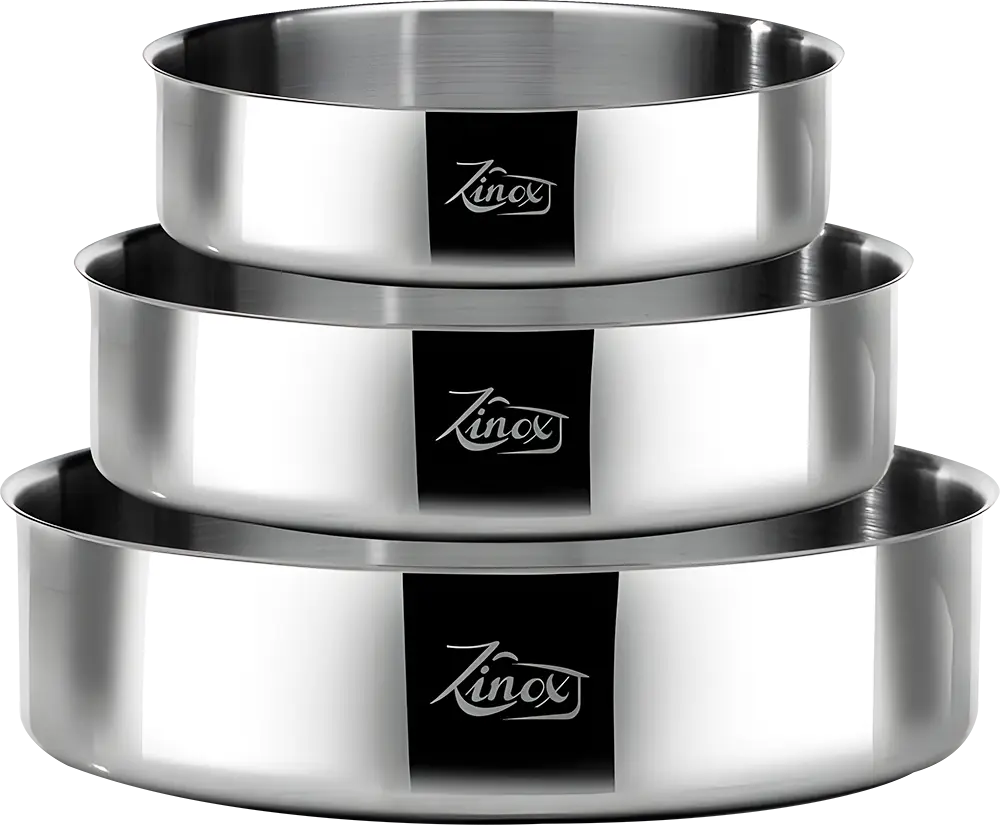 طقم صينية فرن زينوكس ستانلس ستيل، 3 قطع، لون فضي