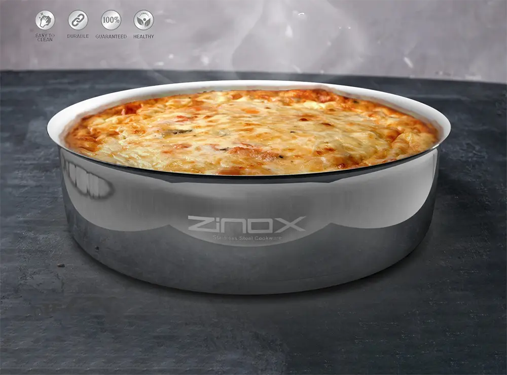 طقم صينية فرن زينوكس ستانلس ستيل، 3 قطع، لون فضي