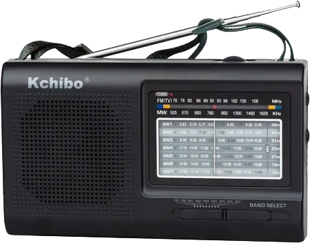 Kchibo radio, FM-AM-SW bands, operates on 2 UM1 batteries, black, KK-2005