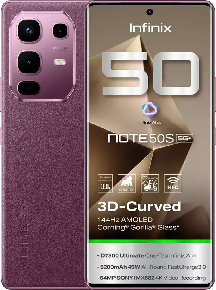موبايل انفينيكس نوت 50S، ثنائي الشريحة، ذاكرة داخلية 256 جيجابايت، رامات 8 جيجابايت، شبكة الجيل الخامس، بنفسجي