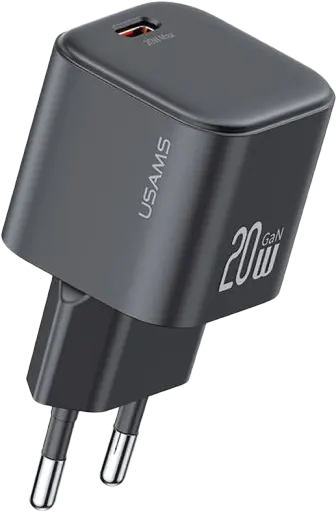 USAMS GAN MINI Fast Charger, 20W, Type-C Port, Black, CC260TC01