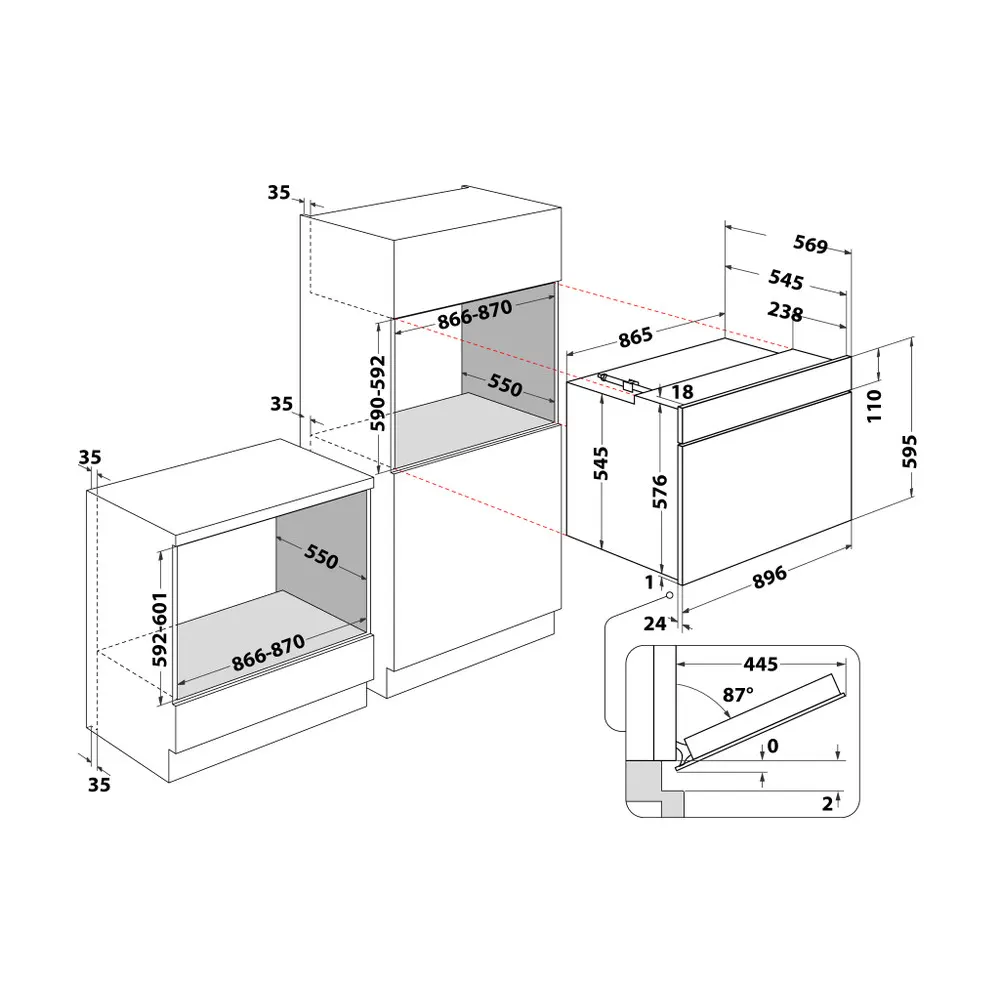 Ariston Built-in Oven, 90 cm, 105 Liters, Gas Oven with Grill, Stainless Steel Color, GGSM53IXA3