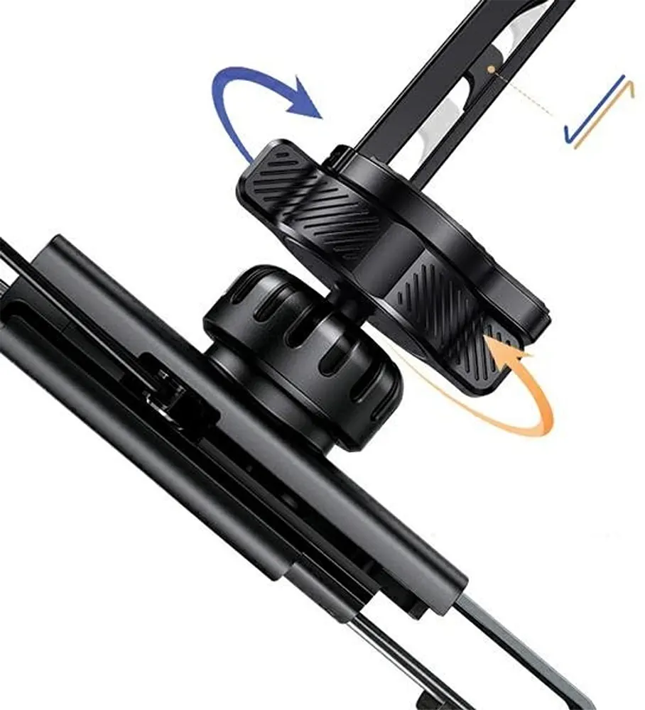 حامل هاتف للسيارة يوسامز، قابل للسحب، قابل للدوران 360°، ألومنيوم، أسود، ZJ058ZJ01