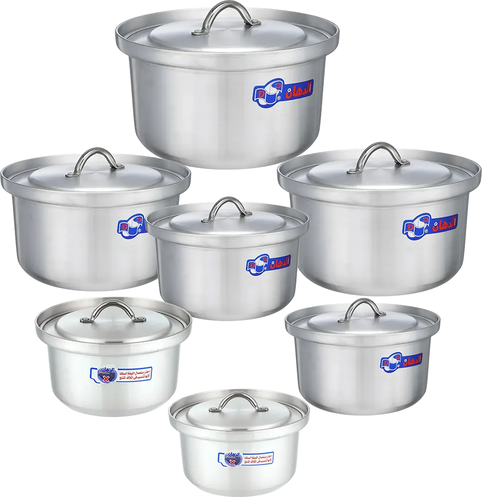 Eldahan Pot Set, 7 Pots With Lids, Without Handles, Silver Color