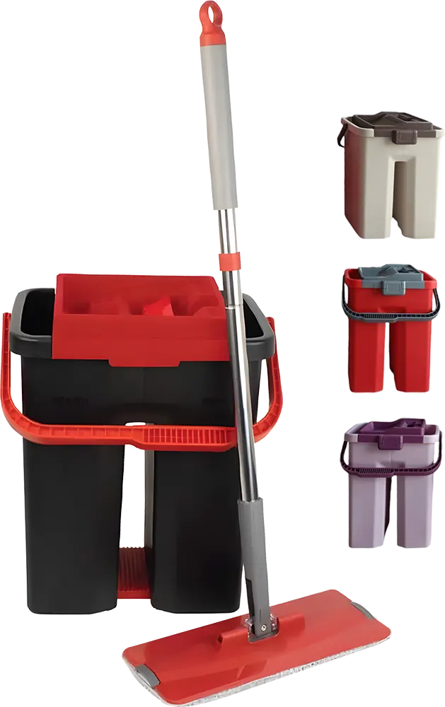 جردل تنظيف الوطنية سوبر كلينن مع شرشوبة وعصا معدنية، ألوان متعددة