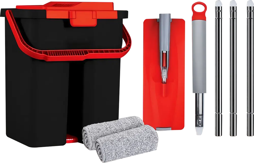 جردل تنظيف الوطنية سوبر كلينن مع شرشوبة وعصا معدنية، ألوان متعددة