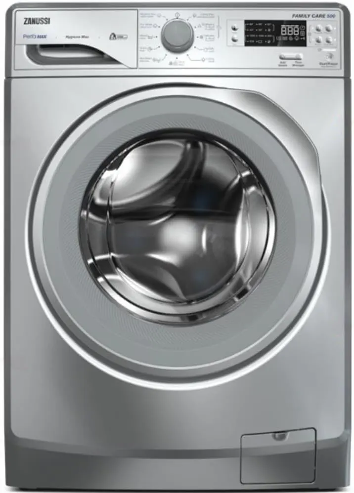 Zanussi Perla-Max Fully Automatic Washing Machine, 7 kg, 1200 RPM, Digital Screen, Steam, Silver, ZWF7240SV5