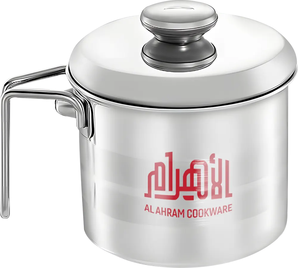 لبانة ألومنيوم الأهرام ستان ستربس كلاسيك، مقاس 14، يد ستانلس،غطا ألومنيوم، لون فضي