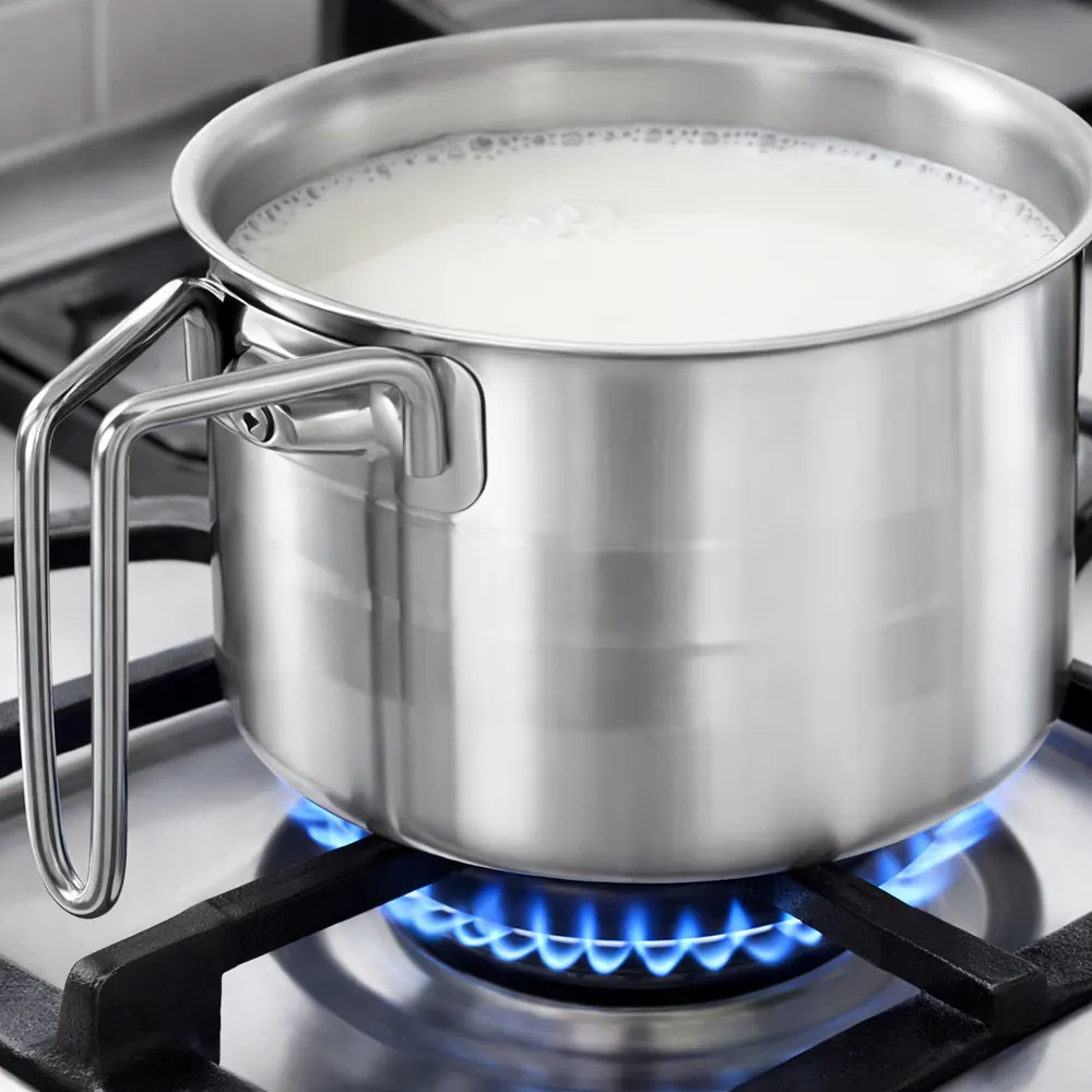 لبانة ألومنيوم الأهرام ستان ستربس كلاسيك، مقاس 14، يد ستانلس،غطا ألومنيوم، لون فضي